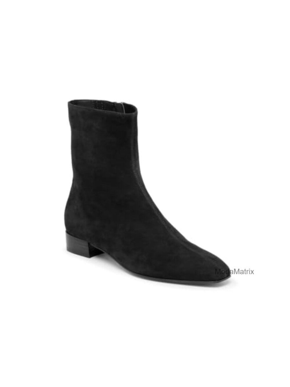 Faux Suede Ankle Boots Square Toe Chunky Low Heel Dress Booties